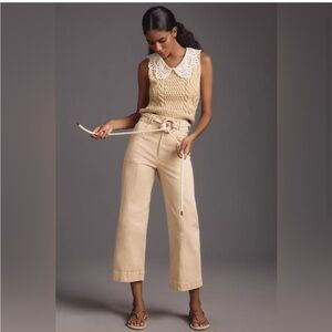 The Skipper Seamed High-Rise Crop Wide-Leg Pants by Pilcro